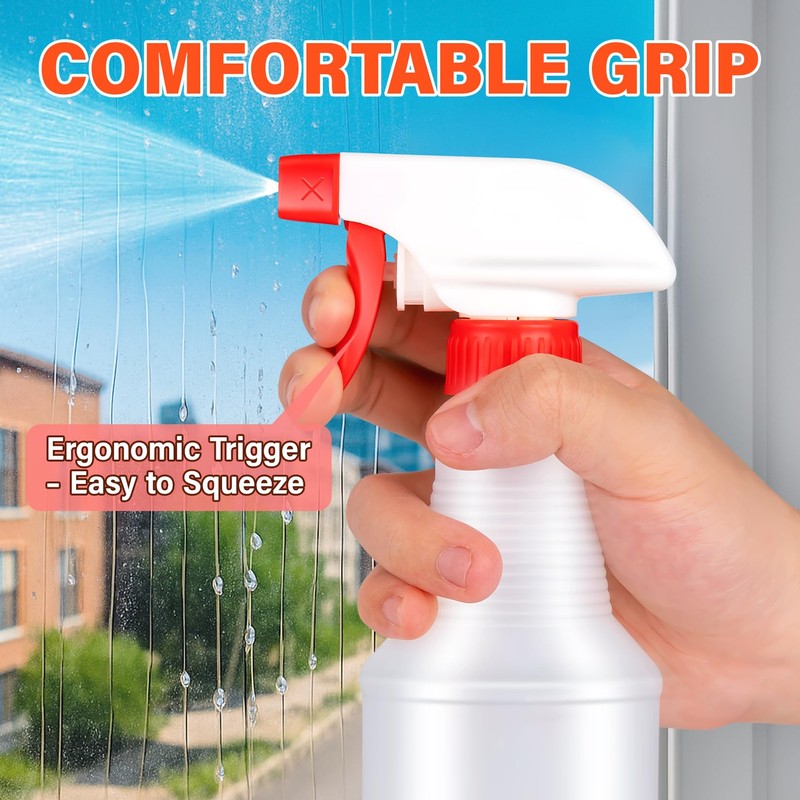DIYSELF 16oz Spray Bottles 4 Pack, Heavy Duty Refillable Spray