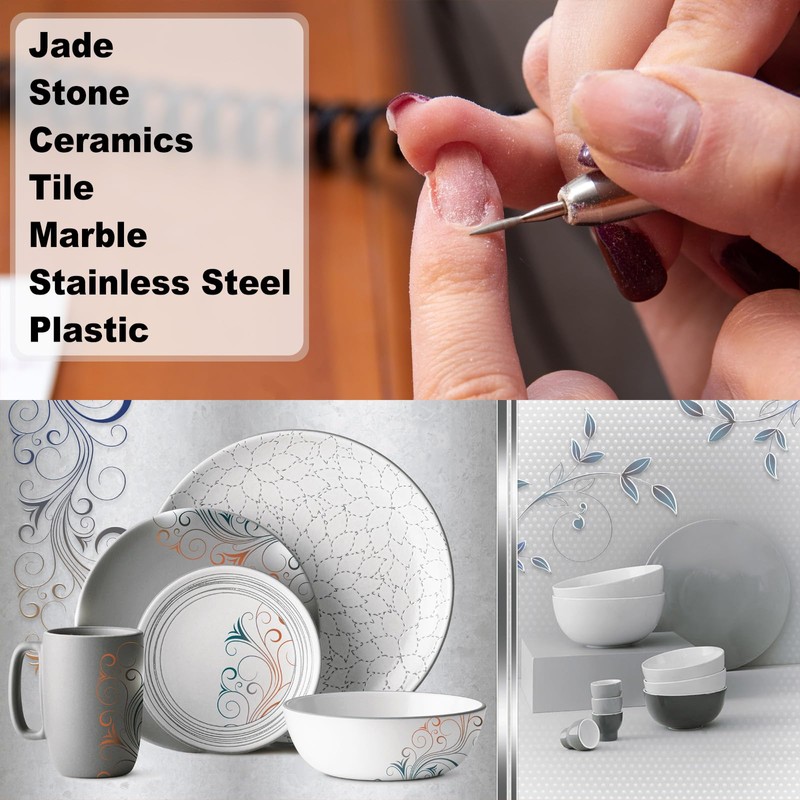 HARFINGTON 6pcs 120-140/200-230 Grits Diamond Grinding Bit 2.2/2.5mm Oval Head