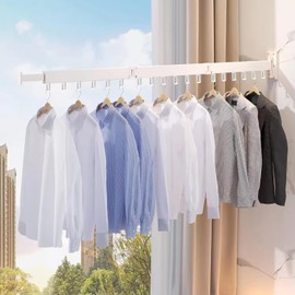 Wall Mounted Clothes Drying Rack Space Saving Laundry Rack Folding Collapsible Tri-Fold for Laundry Retractable White Color