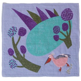 Kusubashi Ori Mon A-67067-86-PAP Morita MiW Gauze Pile Handkerchief, Lakeside Pelican, Purple