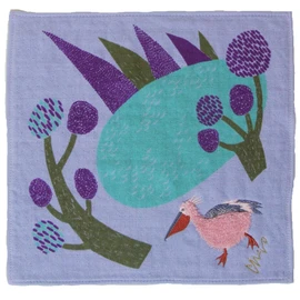 Kusubashi Ori Mon A-67067-86-PAP Morita MiW Gauze Pile Handkerchief, Lakeside Pelican, Purple