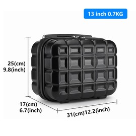 Kono Travel Cosmetic Bag Luggage Cosmetic Cases ABS Hard Shell Vanity Case 13 inch Cosmetic Organizer (Black, 13")