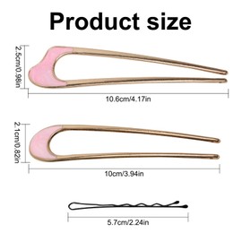 7 Pcs French Hair Pin Metal, U Shaped Hair Fork Pins, French Chignon Hair Pin with 36 Pcs Hair Pins for Buns for Women Girls Hairstyle Accessories