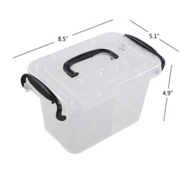 Idotry 6-Pack Mini Plastic Storage Latch Box, 1.5 L Clear Plastic Mini Latch Box