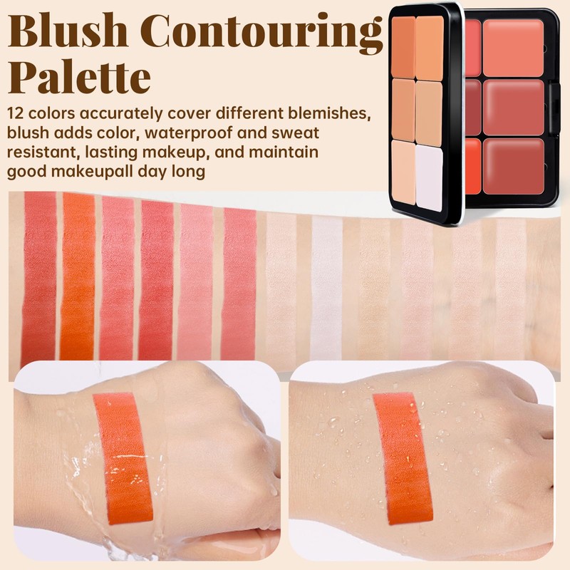 Noerrors 12 Colors Cream Contour Blush Palette, Colour Fix Concealer
