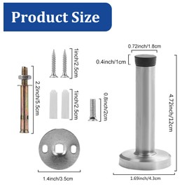 Misuyue Wall Door Stop, Stainless Steel, 12 cm, Wall Mounted Door Stopper with Rubber Buffer, Includes Fixings, Door Buffer (Silver)