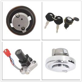 WFLNHB Ignition Switch Fuel Cap Seat Lock Keys 4TR-82501-00 4TR-82501-01 4TR-82021-00 Replacement for Yamaha XVS650 XVS1100 XVS400 XVS125 XVS250 Drag Star V-Star 650 1100