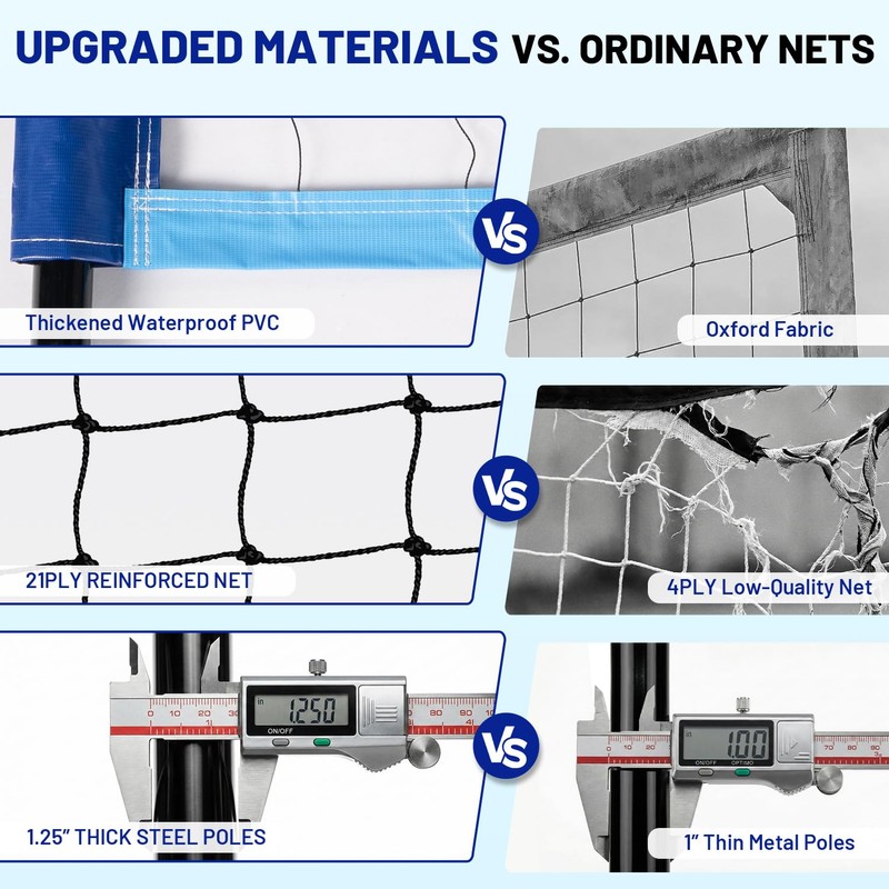 Outdoor Portable Volleyball Net Set with Anti-Sag Winch System