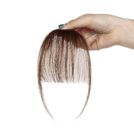 Clip in Fringe Human Hair [Light Bangs] (#4 Medium Brown)