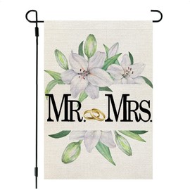 Wedding Welcome to our Wedding Double-sided Garden Flag, Wedding Motorcycle Flowers Wedding Dress Welcome Garden Flag Home Courtyard Outdoor Decoration -B