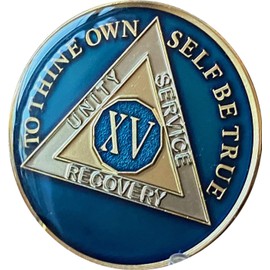 Ranger Industries 15 Year AA Medallion Metallic Midnight Blue Sobriety Chip