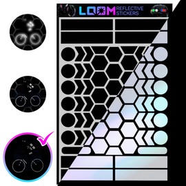 LOOM Reflective Stickers | 67pc Engineer Blk | Reflective Stickers for Helmet, Bike, Motorcycle, Hard Hat | Waterproof Reflectors for Car, Trailer | Bike Reflectors for Night Riding
