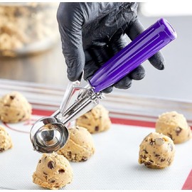 Soro Essentials- #40 Stainless Steel 7/8 oz. Disher with Purple Handle- Color Coded Disher for Food Portion Control Scoop Ice Cream Scooper with Thumb Press Release Cookie Scooper for Baking