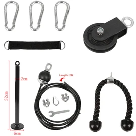 LFJ LAT Pull Down and Lift Weight Pulley System Cable Machine Pulley Attachment for Triceps Pull Down, Biceps Curl, Back, Forearm, Shoulder Home Gym Equipment (Set with Tricep Rope)