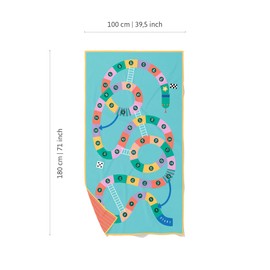 Quut Beach / Pool Towel for Kids with Game - Ultra Fast Drying Microfibre, Sand Free - Compact, Lightweight (Snakes and Ladders, L - 180 x 100 cm)