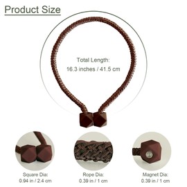 Yazikisa 4 Pack Curtains Holders for Drapes Magnetic Curtain Tiebacks Tie Backs Holdbacks Rope Drapery Hooks Magnets Elegant No Drill Farmhouse Outdoor Christmas Decor Brown