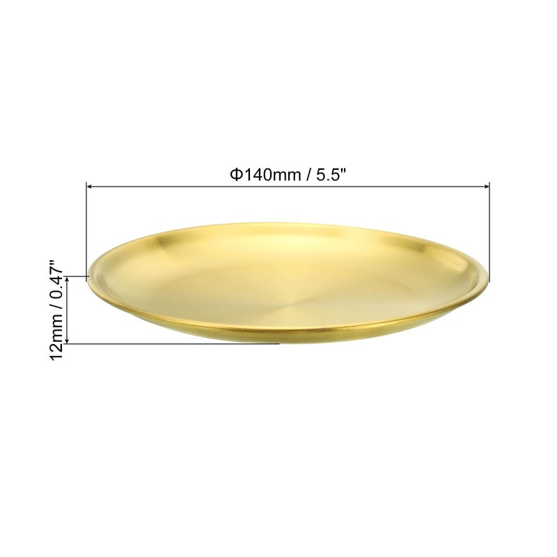 PATIKIL 5.5"Dia.Incense Burner Plate 2Pcs Coil Incense Holder Gold Tone