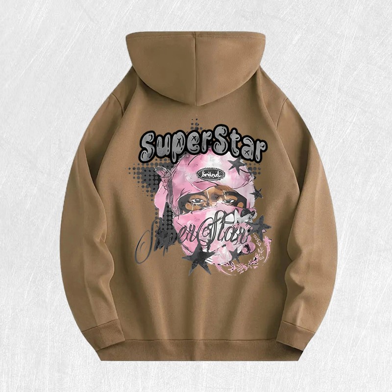 SuperStar Graphic Hoodie 100% Cotton US Warehouse 6 ColorsColor: Brown,