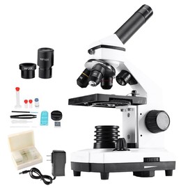 40X-2000X Microscope, Biological Microscope for Students Adults, for Home School Lab Scientific Research Education, with Microscope Slides, WF10X & WF25X Eyepieces, Accessories