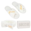 Jaciya Bride Slippers & Spa Headband Set with Makeup Bag