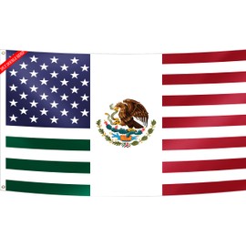 Double Sided American Mexican Friendship Flag 3x5FT USA Mexico Flag Fade Proof Vivid Color Polyester with Brass Grommets For Indoor Outdoor (B, 3x5FT 3Ply)