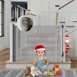 TXTLDB Retractable Baby Gates for Stairs - 55" Wide x 38" Tall Mesh Baby Gate Extra Tall Child Safety Gate for Indoor/Outdoor Use, Perfect Dog Gate for Safety in Doorways, Hallways, Stairs (Gray)