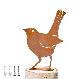 Baby Robin, Rusty Birds Decoration Lifelike Patina Metal Birds Garden Ornaments Silhouette Simulation Bird Figurine Home Decor Rustic Outdoor Patio Yard Adornment Metal Birds Statues