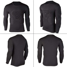 Shinestone Adult Men's Goalkeeper Armor BodyShield Padded Compression Long Sleeves Shirt with Sponge Protector for Football Baseball(Shirt-02,Medium)