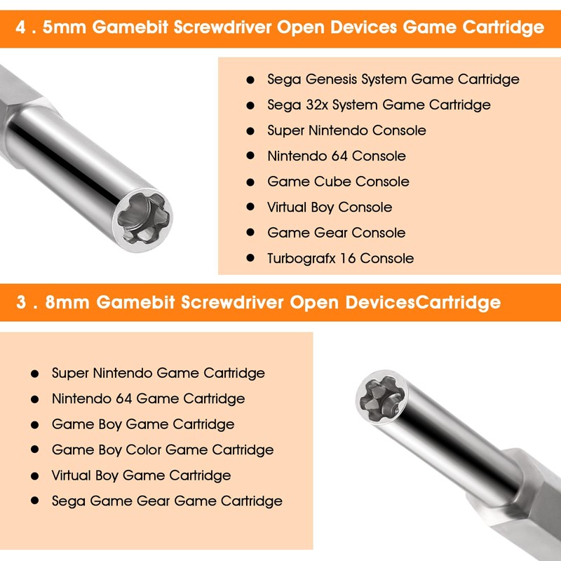 Gamebit Security Screwdriver, Double-Ended 3.8mm 4.5mm Gamebit Screwdriver Bit Set