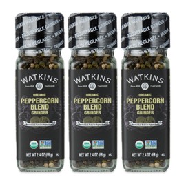 Watkins Organic Grinder, Peppercorn Blend, 2.4 Ounce, 3-Pack