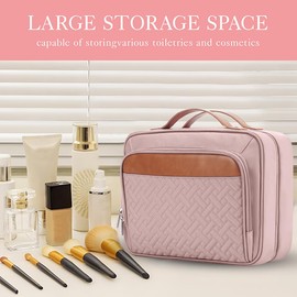 Hanging Toiletry Bag for Women & Men – Large Travel Makeup Organizer, Waterproof Cosmetic Bag with Swivel Hook (12”x4.5”x9”), Perfect for Bathroom, Gym, Camping & Travel Essentials (Pink, Medium)