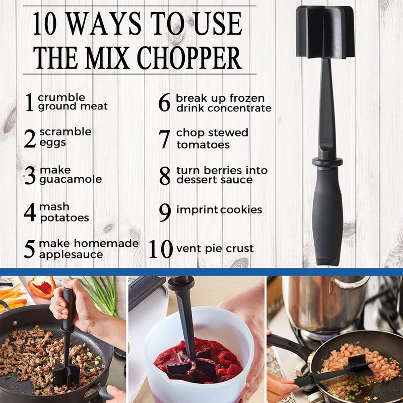 Meat Chopper, 5 Curve Blades Ground Beef Masher, Heat Resistant