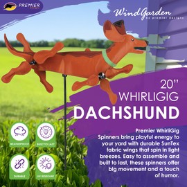 Whirligig Spinner Dachshund 20" – Adorable Dog-Themed Design, Weather-Resistant Outdoor Decor, Durable & Lightweight for Patios, Yards, and Gardens - Eye-Catching Wind Spinner