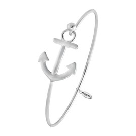 NOUMANDA Women's Nautical Jewelry Sailor's Anchor Easy Open Hook Bracelet Bangle (silver)