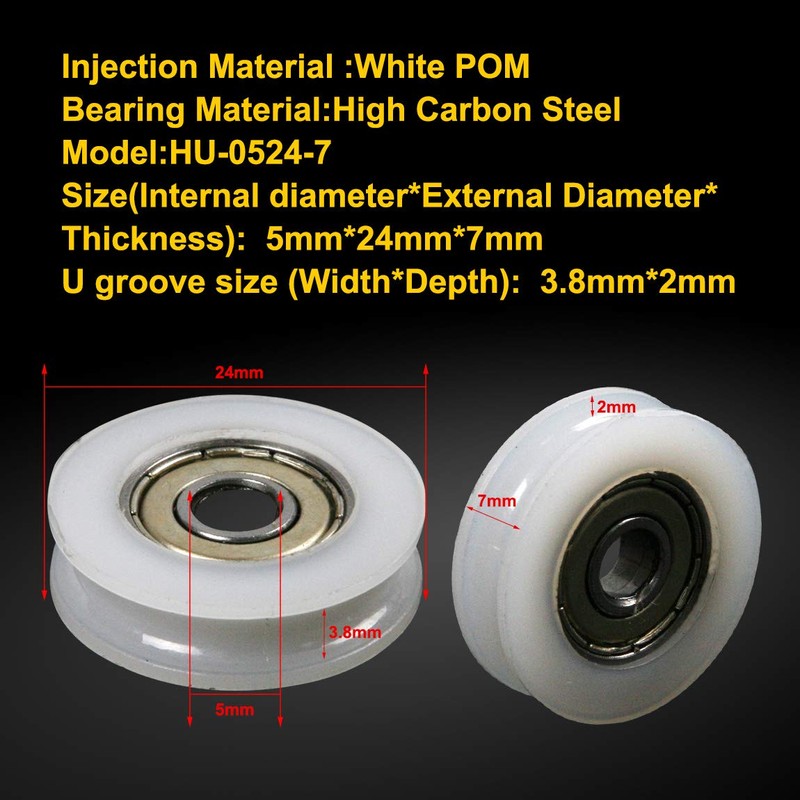 Atoplee 4pcs Round Groove Nylon Pulley Wheels Roller for Slide