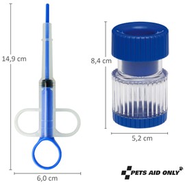 Pets Aid Only Medizin-Set Mörser und Tablettengeber, Fütterungshilfe, Aufzuchthilfe, Injektor, 15cm, 2 Aufsätze, PAO-10000