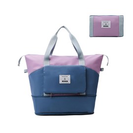 GDGZJJD Lightweight Women's Folding Travel Bag - Waterproof Weekender Tote for Easy Storage and Organization, Carry on Bags for Airplanes, Hospital Bag (Blue and Purple)