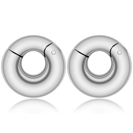 LADEMAYH 0 gauge earrings Ear Weights for Stretched Ears, Size 0 Gauges Hoop Earrings Dangle Gauges for Ears, Silver Surgical Steel Ear Hangers Weighted Gauges Body Jewelry