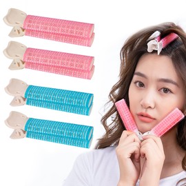 ZHEJIA Hand Winding Curler, Magic Curler, Set of 4, Walnut and Bangs Curler, Fluffy, Bangs, Hair Curler, DIY Bangs Curler, Magic Curler, Curly Hair Curler, Styling Tool, Bangs Clip, Easy to Use, Blue