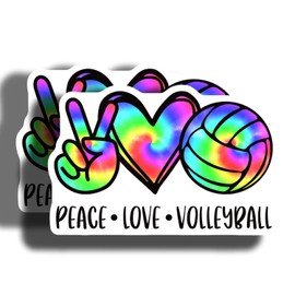 Peace Love Volleyball Magnets - Rainbow Volleyball Magnets - Tie-Dye Peace Sign Magnets - Sports Magnets for Locker and Fridge - 2 Pack - 5" On Longest Side - Made in USA - PLDFMAG3830