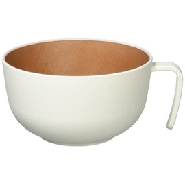 Yamanaka Lacquer Natural Soup Bowl with Handle White & Brown M17381-9