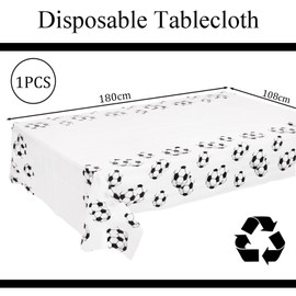 108*180cm Football Table Cloth Party Decorations Disposable, White Football Soccer Party Tablecloths,GOAL World Cup Soccer Design Football Party Decorations for Fans,Sport Game,Kids Boys party Supply