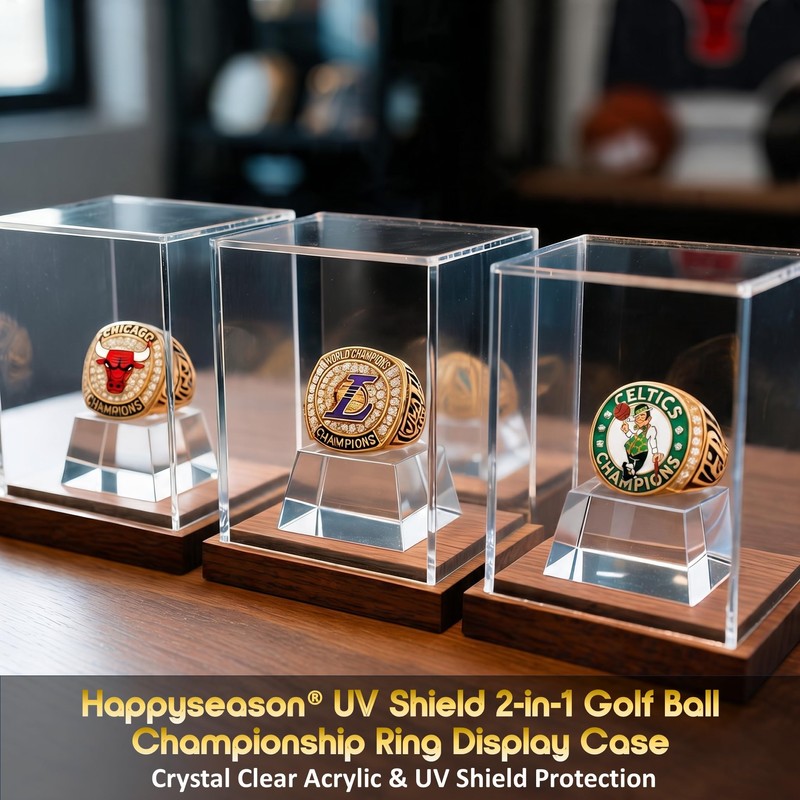 Happyseason 2-in-1 Golf Ball & Championship Ring Case Display