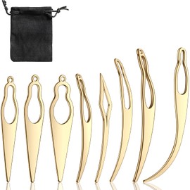WILLBOND 8 Pcs Dreadlock Interlocking Tool for Locs Sisterlock Retighten Tool for Dreadlocks Interlocks Crochet Braiding Hair Tightening Extensions Accessory (Gold)