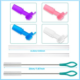 YQkangzhu 8 Pcs Bite Valve and Straw Fit Eddy Water Bottle, Multi Color Replacement Straws, Water Bottle Accessories Include 4 Bite Valve, 2 Sets Straws and 2 Brushes