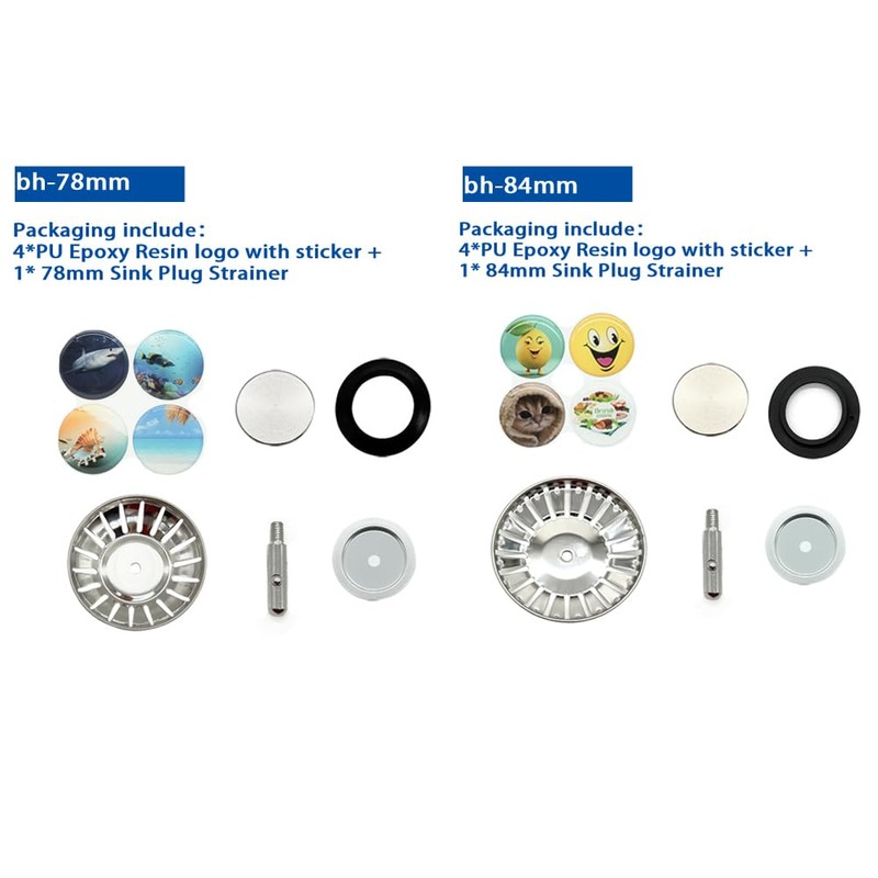 Kitchen Sink Strainer Plug, Stainless Steel, Interchangeable Emoji Design (bh-78mm)