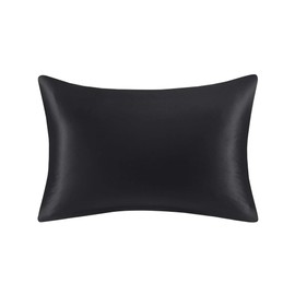 MP2 Silk Pillowcase 100% Mulberry Worm Silk Pillow Cover for Hair and Skin Queen Size Both Side 19 Momme 600 Thread Count 1 Pack with Hidden Zipper and Satin Pouch Envelope Gift Package Black