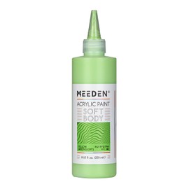 MEEDEN Soft Body Acrylic Paint: Yellow Green Light Matte Finish - 250ml/8.45oz Bulk Acrylic Colors in Ergonomic Bottle - Fluid Flow Art Paints for Artists Canvas Painting