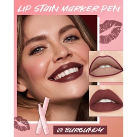 Colour Lip Marker Matte Long Lasting Moisturising Waterproof Liquid Highly Pigmented Lipstick No Transfer Makeup for Women Natural Tattoo Effect 03