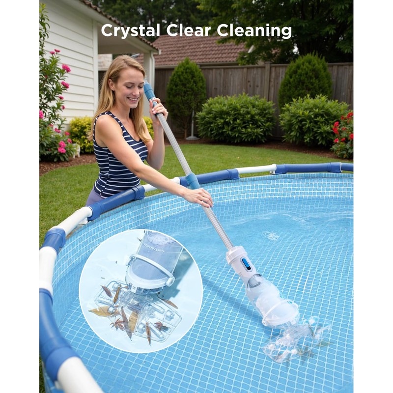 InoKraft Pool Vacuum for Above Ground Pool, Cordless Handheld Pool